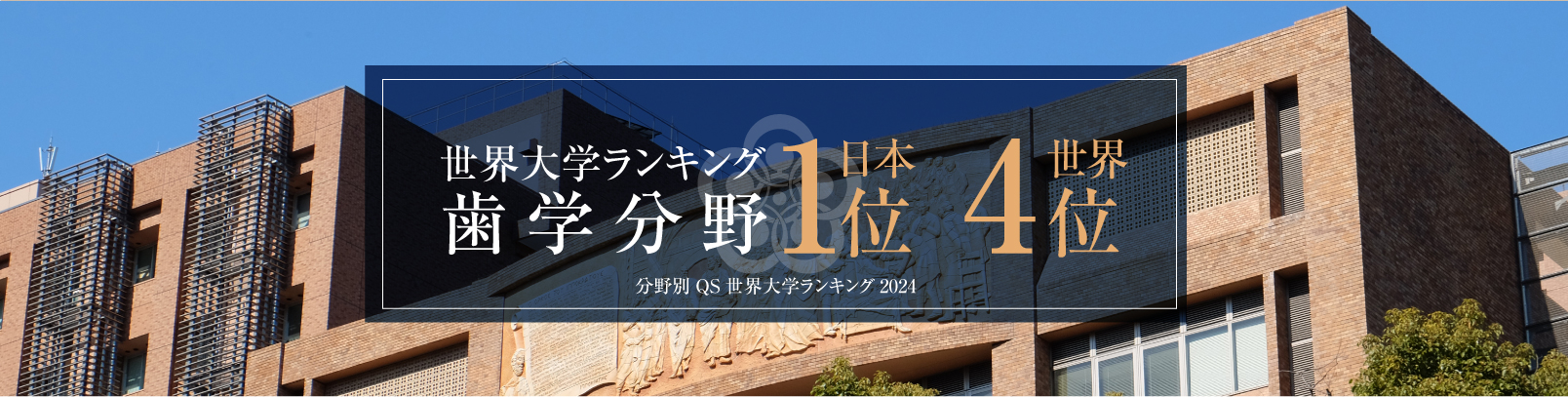 世界大学ランキング 歯学分野 日本1位 世界4位