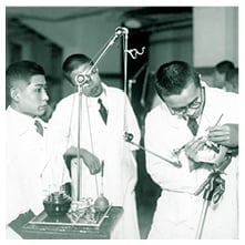 Students practicing on mannequins at the Tokyo National School of Dentistry.